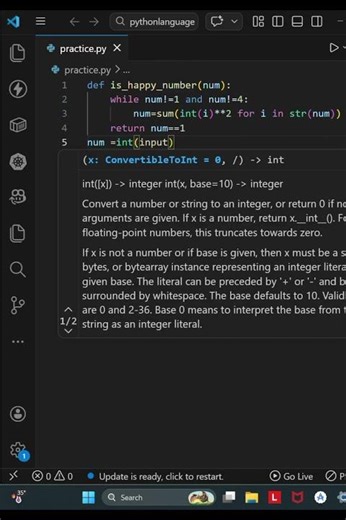 47 Python Program to print Happy Number