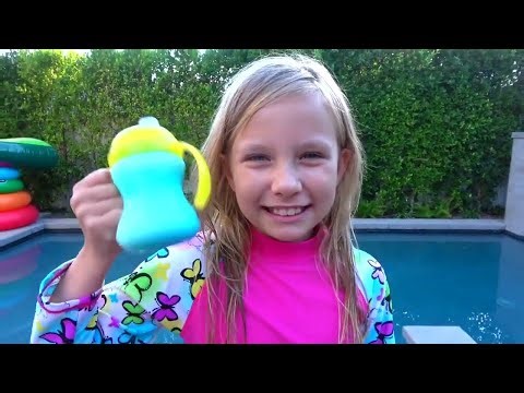Alisa and Eva play Summer Games in the Pool with Fun Baby Shark Dance