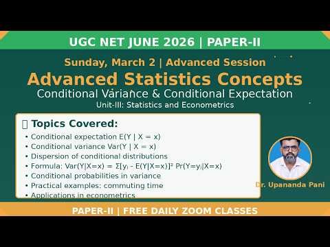 Advanced Statistics: Conditional Variance & Conditional Expectation | UGC NET Economics Paper-II