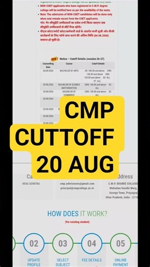 🔥🥰 CMP Degree College Cutoff CUET UG 2026 Released |20 aug #cutoff #2026 #ug #cmp #ba