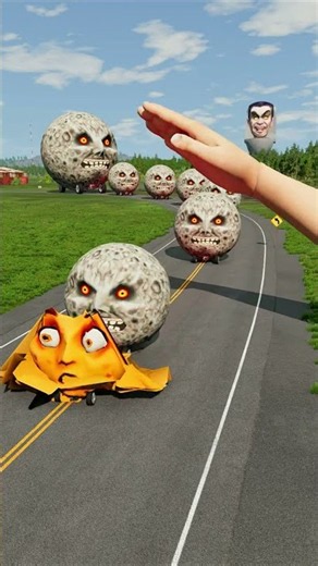 Big & Small Moon Cars vs Giant Hand Slap - BeamNG.drive