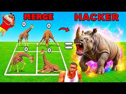 NOOB vs PRO vs HACKER in MERGE and HUNT World Evolution SHINCHAN and CHOP MERGE ALL ANIMALS Part 6