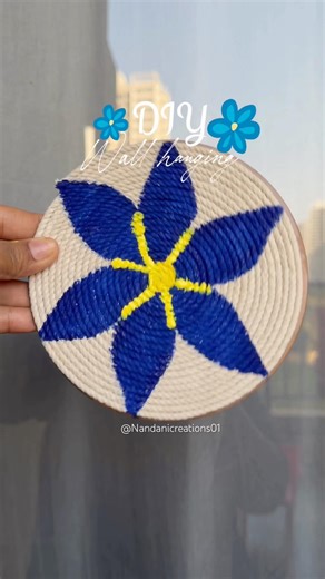 Create a beautiful DIY wall hanging using macrame cord and paint! 💙✨#diy #youtubeshorts #art