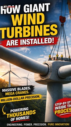 “How Giant Wind Turbines Are Installed 😳” #facts #shorts #engineering #technology #windturbine