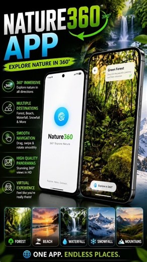 Nature360 🌿 | 360° Virtual Nature Explorer App | Flutter App #shorts #viral #like #explorepage #fun