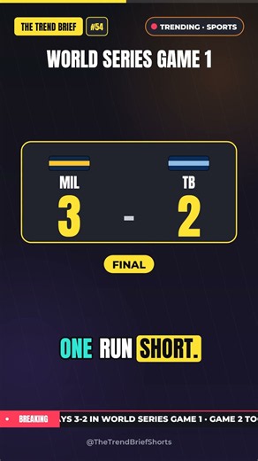 The Brewers Won World Series Game 1 by One Run ⚾