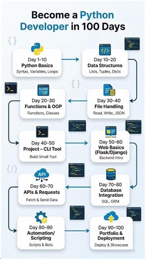 Became a Python Developer in 100 Days 🐍#python #100dayschallenge #coding #programming #hackwithraman