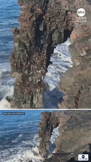 One of Hawaii’s most iconic natural landmarks has collapsed into the Pacific Ocean. The 90-foot Hōlei Sea Arch stood along the Big Island’s coastline for centuries before giving way to the waves, marking the end of a geological wonder. https://t.co/WI531VJnir