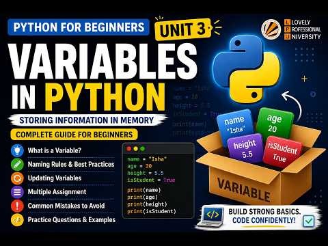 Python Variables Explained | Unit 3 | Python for Beginners | LPU CSE | Complete Variables Tutorial