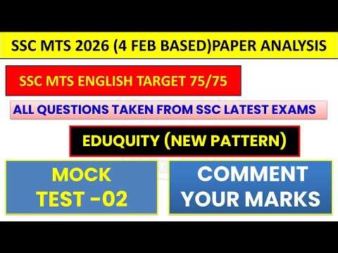 SSC MTS 4 FEBRUARY PAPER ANALYSIS | MOST IMPORTANT QUESTION FOR NEXT SHIFT | English Section Review