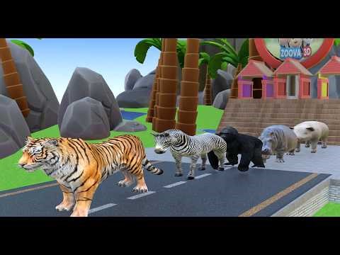 Animal Crossing Fountain With Pig Hippopotamus Zebra Tiger Abd Gorilla Part 2 | Zoova 3D