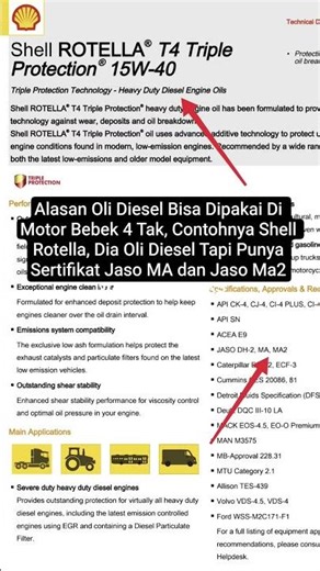 Alasan Oli Diesel Bisa Dipakai Di Motor Bebek 4 Tak, Contohnya Shell Rotella, Dia Jaso MA & MA2