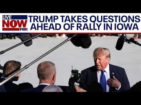 President Trump speaks to reporters ahead of Midterm rally in Iowa