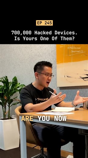 Tech Lead Journal on Instagram: "700,000 compromised devices. 30 terabits per second. One of the largest active botnets recently. Singapore accounts for approximately 2% of these attacks. That's thousands of homes in Singapore. Your router, smart TV, printer, or robot vacuum could be one of them. Joseph Yap explains the scale of the threat and what you can do about it. #CyberSecurity #Botnet #Singapore #DDoS #NetworkSecurity"