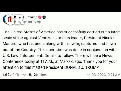 Trump dice que Maduro fue "capturado y sacado" de Venezuela