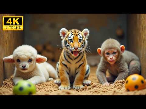 The Cutest Baby Wild Animals Ever 🐯🐑🐵 | 4K UHD Wildlife | Relaxing Music