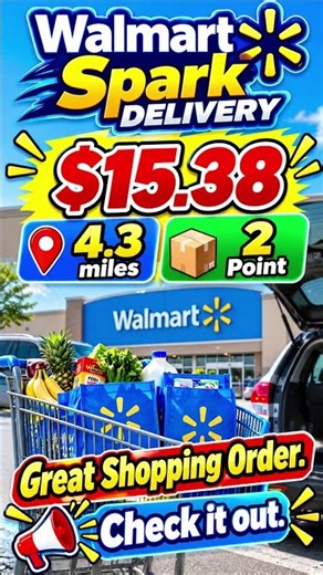 Walmart Spark Delivery Journey 🚗💰#Walmart Spark Delivery #extraincome #gigwork #deliverydriver