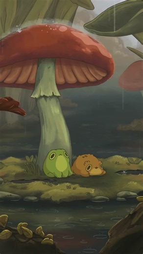 Enjoying the autumn storm as it passes by 🍂 Got a little carried away with this animation with all the watery effects but I’m so happy with how it came out!! Rain over a pond was an endeavor for sure 😅 Shoutout to the wonderful wallpaper user who emailed me and kindly pointed out I had no rainy wallpapers, this one’s for you :) (and may the rest of you lovely folks enjoy as well!!) . . . . . . #rain #frogs #wallpaper #animation #procreate