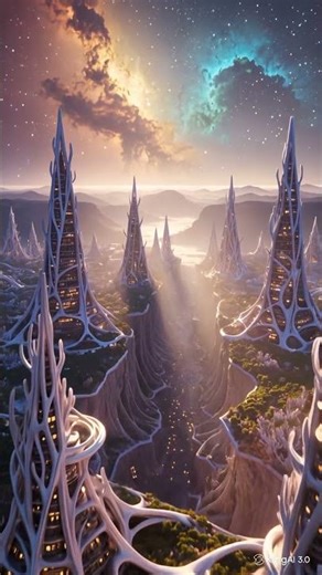 An ultra-detailed futuristic alien megacity #AlienMegacity #FuturisticCity #SciFiArt #Biomorphic