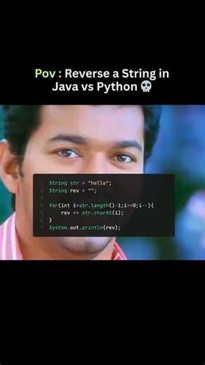 Reverse a String 🤯💀| Python vs Java #shortsfeed #coding #programming #dsa #engineering #python #fyp