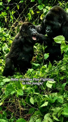Baby Gorillas Play Fighting in the Jungle!