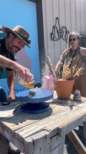Raku pottery firing