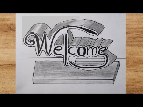 3D Drawing “WELCOME” on Paper | Easy Art for Beginners ✏️