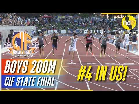 2026 TF - CIF State Meet - Boys 200M Championship - #4 in U.S. (wind aided)!!