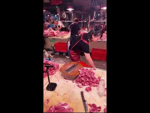 Uncut Livestream | Real-Time Pork Prep in China’s Indoor Market | Vendor Workflow