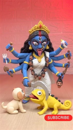 How to Make Clay Maa Kali With Girgit And Dog | Navratri Special Clay Art Tutorial 🐶✨