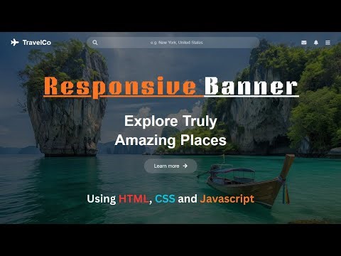 Modern Responsive Banner Using html and css (mini web development project) web development projects