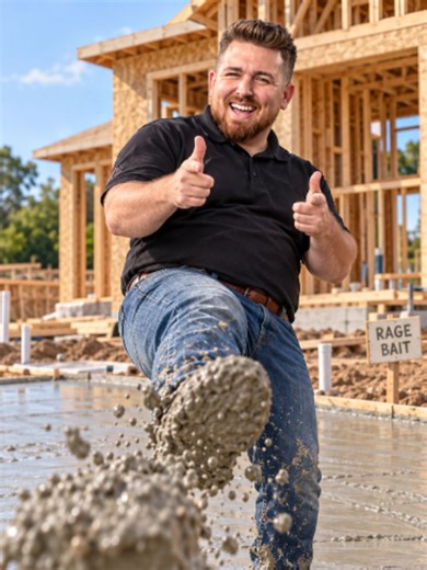 Some construction videos teach you a better way to do something. This is not one of those videos. 😂 Brad immediately recognizes the creator and knows exactly what’s coming: Something ridiculous on purpose. Boards start coming out of the wet concrete. Then the guy starts walking through it. Footprints everywhere. Fresh finish getting destroyed. And every actual construction professional watching is now emotionally involved. 😭 That’s rage bait. The technique isn’t supposed to make sense. The ent
