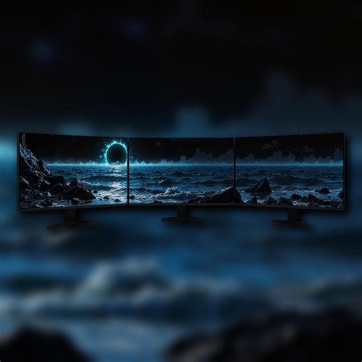 Cosmic Eclipse Wallpaper | Alien Ocean Beneath Nebula Sky | Gaming Wallpaper | Digital Download - Etsy