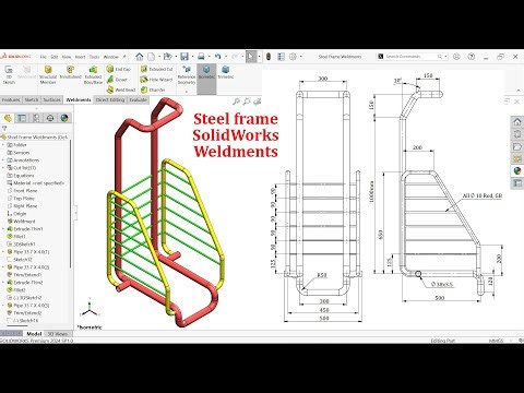SolidWorks Weldments Exercise-Steel frame