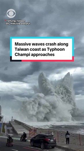 Powerful waves battered Taiwan's eastern coastline Friday as Typhoon Champi approached the island, bringing dangerous conditions to coastal areas. Taiwan's Interior Ministry warned residents to stay away from coastlines and ports, citing dangerous waves and strong winds intensified by the approaching typhoon and northeast monsoon.