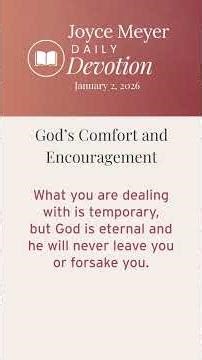 God’s Comfort and Encouragement | Daily Devotion from Joyce Meyer | January 2, 2026