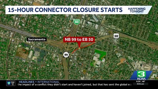 15-hour Sacramento connector closure begins Friday for Fix-50 project