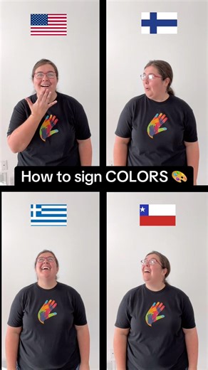 🎨 How to sign COLORS in world sign languages: ASL, Finland, Chile, Greece #signlanguage #deafworld