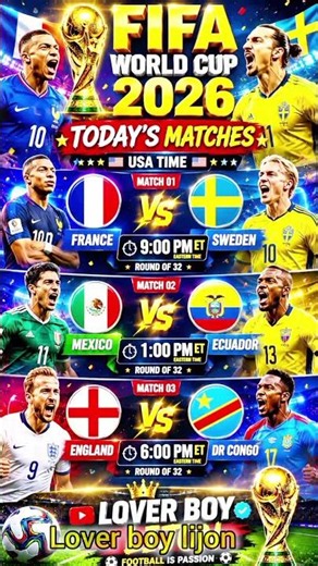 Today FIFA World Cup 2026 Match Schedule | Football Live Match Today ⚽👑