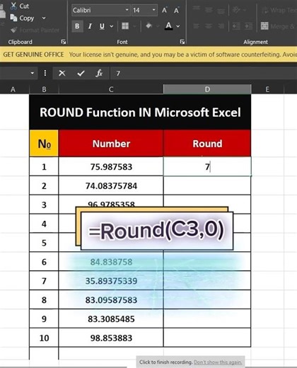 Round Function In Microsoftexcel short video trick #exceltips #changetheway #motivation #columnform