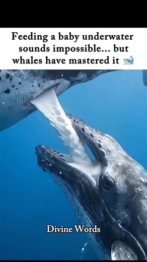 How does a whale feed underwater without losing milk? 🤯🐋 #oceanmystery #oceanvibes #whalewatching