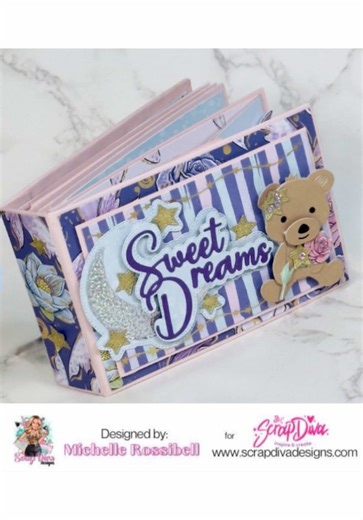 Sweet dreams start with amazing dies This Bear Mini Album was created using the Baby Bear Mini Album and Baby Dreams metal die sets from @scrapdivadesigns Save 10% with code #creativelymichelle Proud to be a Guest Designer this month #ScrapDivaDesigns #MetalDies #MiniAlbum #minialbumscrapbook @Erica Fields