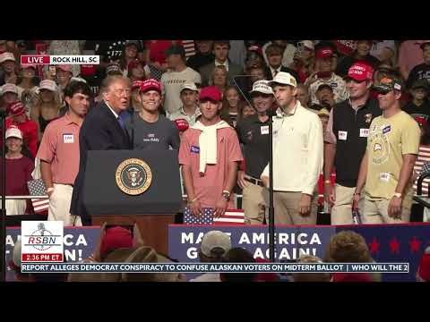 President Trump Invites Winthrop's Men's Golf Team on Stage for Photos & Remarks - 10/29/26