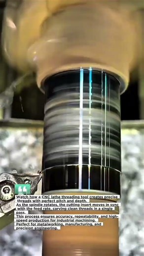 CNC Lathe Threading Tool Cutting Perfect Threads Fast #CNCMachining #LatheWork #MetalCutting