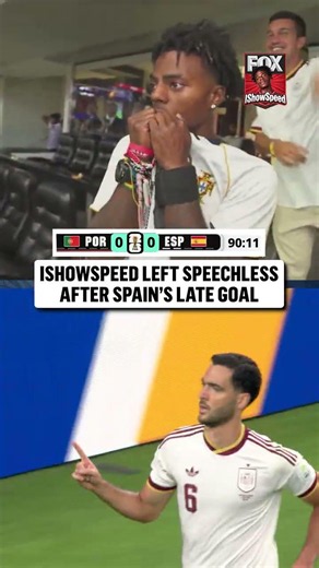Ronaldo's No. 1 supporter, @IShowSpeed reacts after Portugal concedes late to Spain
