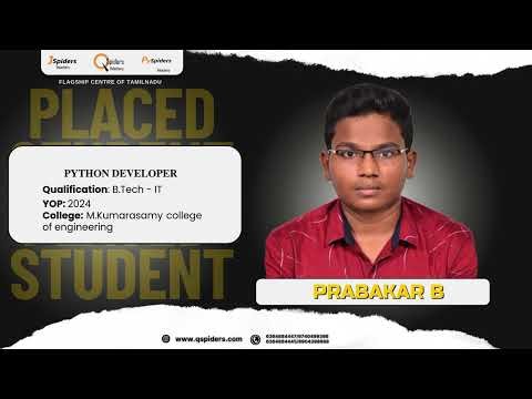 Congratulations, Prabakar B, for getting placed as a Python developer