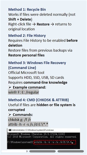 Recover deleted files in Windows 10 for free. #windows10