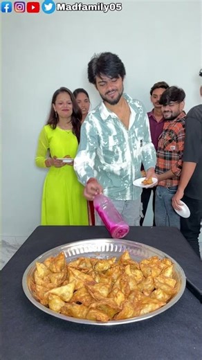 Flip The Bottle & Eat Samosa Challenge 😆🤣 #shorts #shortvideo