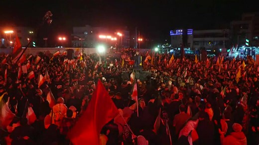 Supporters of Iran's leadership rally in Tehran as the U.S. blockade on vessels entering and leaving Iranian ports took effect and President Donald Trump warned Iranian fast-attack ships that approach it would be immediately eliminated. #iran #tehran #straitofhormuz #trump #middleeast Keep up with the latest news from around the world: https://www.reuters.com/ | Reuters