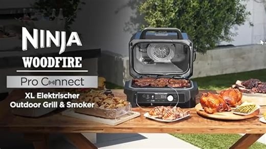 Ninja Woodfire Pro Connect XL elektrischer BBQ-Smoker-Grill, Blau/Schwarz